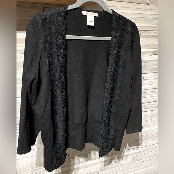 White House Black Market Open front cardigan with lace black size xl - Picture 1 of 1
